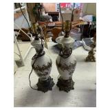 Ceramic & Brass Table Lamp Pair