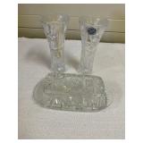 Lenox Crystal Star Vases & Butter Dish