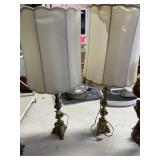 Brass Base Table Lamp Pair