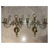 Brass Candlestick Wall Scone Pair