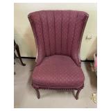 Fluted Wingback Barrel Red Chair