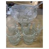 Glass Punch Bowl & Cups