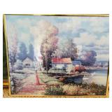 Cottage Scene with Swans Print