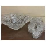 Crystal Punch Bowl & Glasses