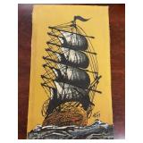 LEH Signed Two-Mast Ship Painting