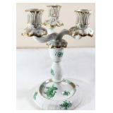 Herend Hungary 3-Arm Porcelain Candelabra