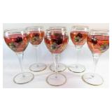Czech Bohemian Floral Red Stemware Set