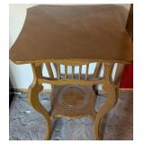 Wood Side Table with Decorative Shelf