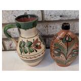 Hand-Painted Ceramic Pitcher and Flask Set