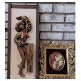 Framed Wall Sculpture and Portrait Plaque
