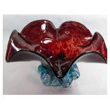 Red and Blue Murano Glass Bowl