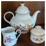 JLMeneau GDR Floral Tea Set with 3 Pieces
