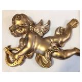 Gold Cherub Figurine with Lyre