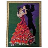 Framed Needlepoint Dance Scene Art