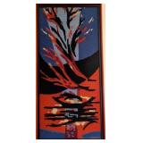 Framed Needlepoint Artwork of Abstract Tree