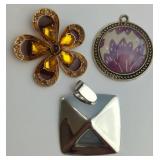 Three Mixed Material Pendants