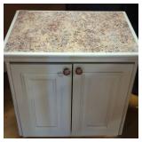White Cabinet with Faux Granite Top