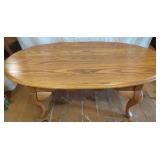 Solid Oak Oval Coffee Table with Cabriole Legs