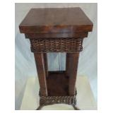Wood Top Table with Wicker Base