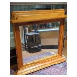 Wooden Framed Mirror With Shelf