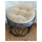 Tufted Cushion Rattan Round Stool