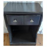 Wooden Two-Drawer Black Nightstand