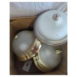 Ribbed Glass and Brass Ceiling Lights