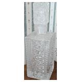 Pressed Glass Decanter with Geometric Pattern