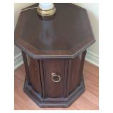 Octagonal Wooden Side Table with Storage