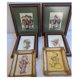 Framed Hummel Artworks and Cross-Stitch Pieces