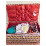 Woven Sewing Box With Sewing Supplies