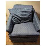 Blue Upholstered Armchair with Cushion