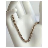14K Gold Rope Chain Bracelet, 7 Inches