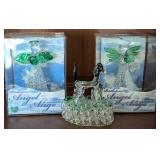 Two May Birthstone Angels with Glass Dog