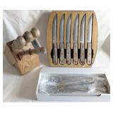 Knife and Fork Set with Wooden Holders