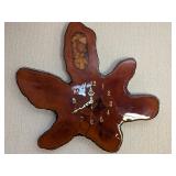 Wooden Star-Shaped Wall Clock With Shell Inlay