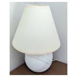 White Ceramic Lamp With Fabric Shade