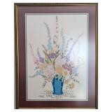 Framed Floral Embroidery Wall Art