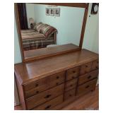 Wooden Dresser With Mirror and Drawers