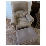 Beige Recliner Chair with Ottoman