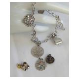 Sterling Silver Charm Bracelet with Charms