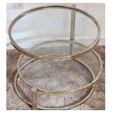 Round Two-Tier Glass and Metal Table