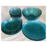 Turquoise Pressed Glass Tableware