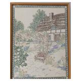 Hand-Stitched Rural Cottage Scene Art