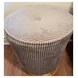 Gray Upholstered Ottoman with Gold Base