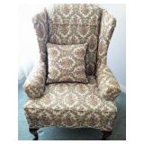 Floral Upholstered Wingback Chair