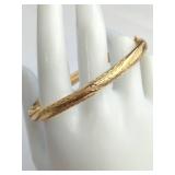 10K Gold Bangle Bracelet with Etched Design
