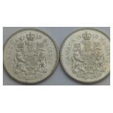 1962/63 Silver CAD 50-Cent Coins