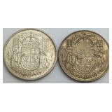 1944/58 Silver CAD 50 Cent Coins