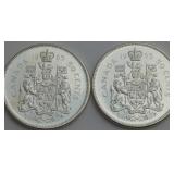 1965 Canada 50-Cent Silver Coins
